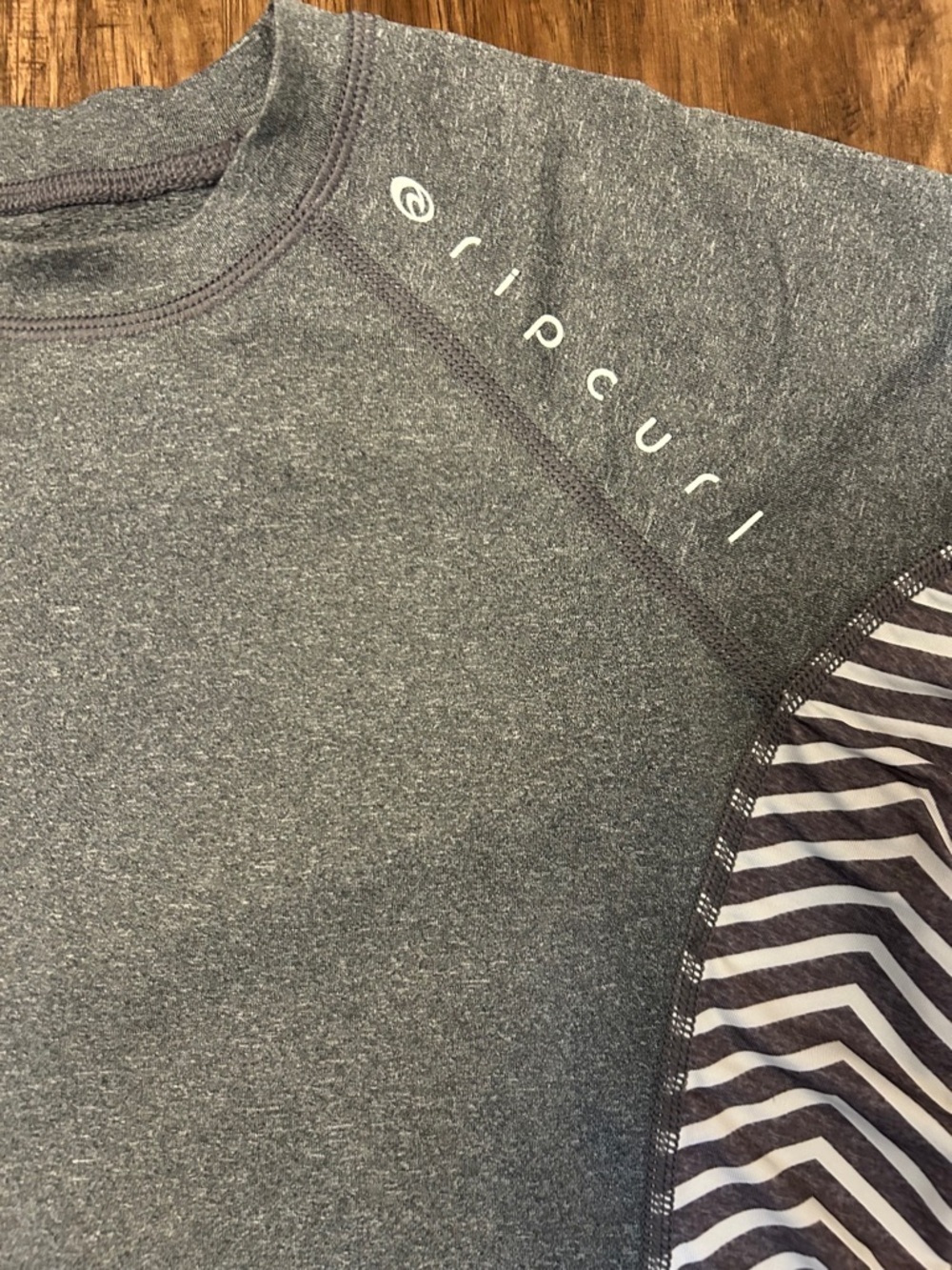 Rip Curl Gray Short Sleeve Rash Tee with Chevron Panels - Picture 2 of 5